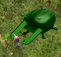 A False Flint Bug about to eat a White Pikmin.