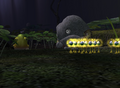A Mamuta guarding Pikmin sprouts.