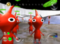Some Red Pikmin in first-person.